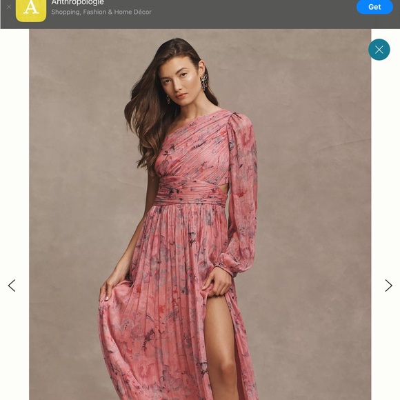 Anthropologie Pink One-Shoulder Gown for Wedding Guests - Picture 2 of 4